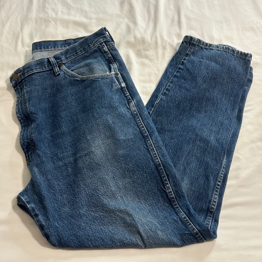 Wrangler Mens Straight Leg Jeans Blue Denim 42x32 Medium Wash 96501MR